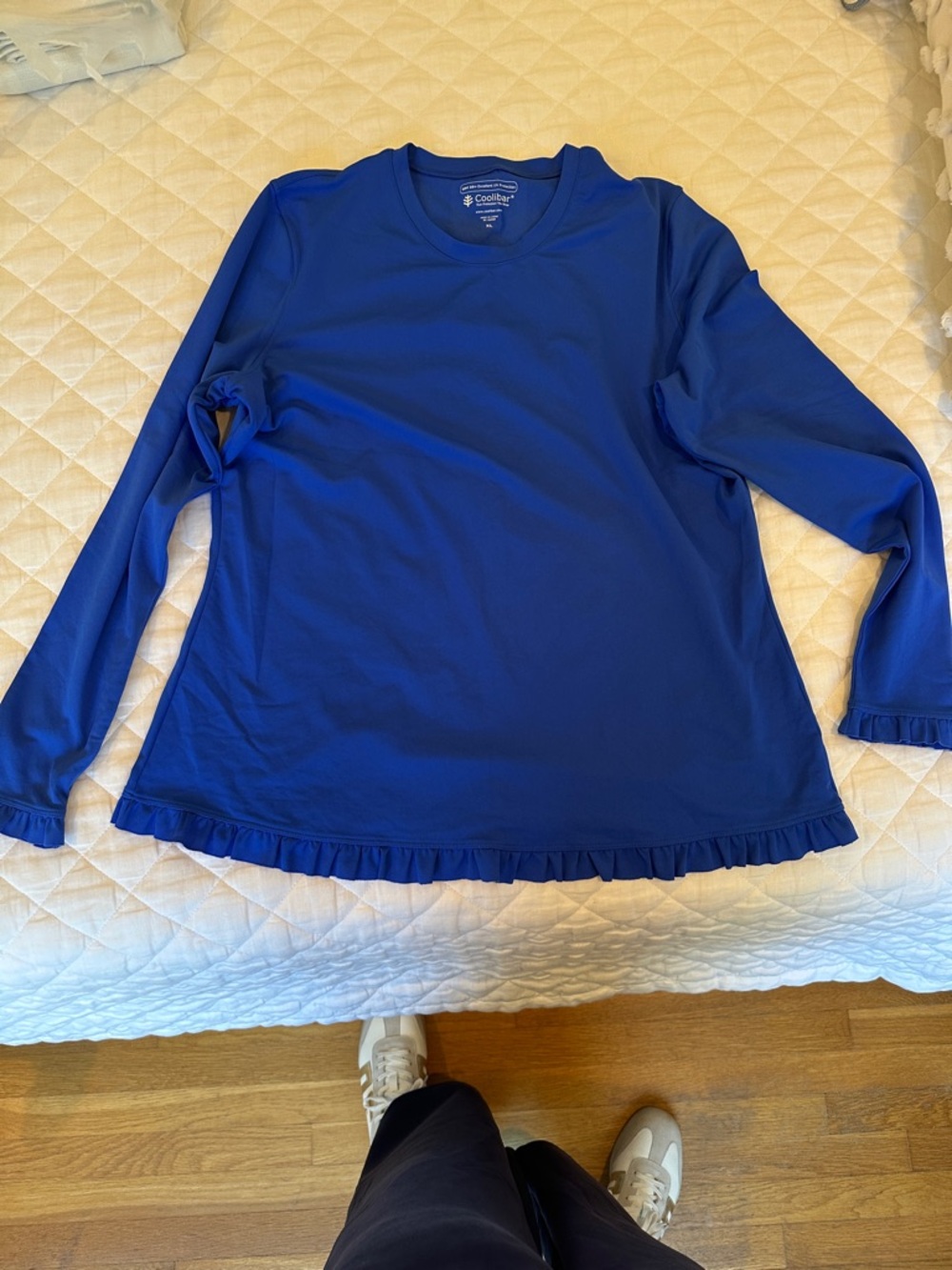 Coolibar Royal Blue Long Sleeve Ruffle-Hem Sun Shirt